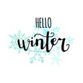 Vector hand lettering illustration Hello winter