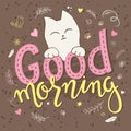 Vector illustration of hand lettering text - good morning.