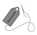 Vector illustration of hand made label decorated with stitch made by thread and needle