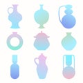 Ceramic or glass products set. Vector illustration with gradient