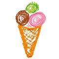 Vector illustration handmade drawing pastel chalks ice cream