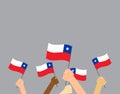 Vector illustration hands holding Chile flags