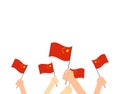 hands holding China flags