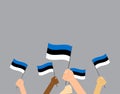 Vector illustration hands holding Estonia flags