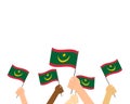 Vector illustration of hands holding Mauritania flags