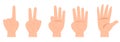 vector illustration of hands and numbers with fingers. Human hand and number gesture isolated on white background Royalty Free Stock Photo