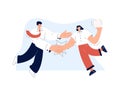 Vector illustration, handshake, conclusion of a contract, successful partnership, cooperation. Negotiation about fair