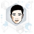 Vector illustration of handsome brunet male face, positive face