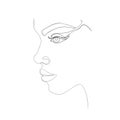 Vector illustration handsome face in minimalistic modern style. Outline line art illustration of woman