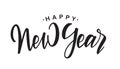 Handwritten elegant brush lettering of Happy New Year on white background