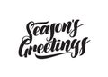 Handwritten elegant modern brush lettering of Seasons Greetings isolated on white background. Royalty Free Stock Photo