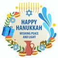 Hanukkah decorative circle symbols and graphics for banner or greeting card