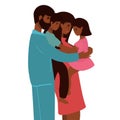 vector illustration of a happy afro american family, mother father daughter son holding hands and hugging, complete Royalty Free Stock Photo