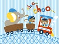 Vector illustration of happy animals cartoon on coal train Royalty Free Stock Photo