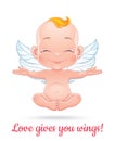 Vector illustration with happy baby cupid.