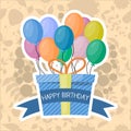 Vector illustration of happy birthday greeting card