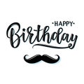 Vector illustration of a Happy Birthday Invitation with mustache