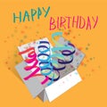 Vector illustration. Happy birthday. Ribbon and