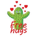 Vector illustration of happy cactus in love demanding affection