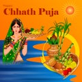 Happy Chhath Puja holiday background celebrating traditional festival of India and Nepal