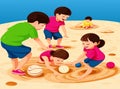Vector illustration of happy children playing in playground. Royalty Free Stock Photo