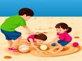 Vector illustration of happy children playing in playground. Royalty Free Stock Photo