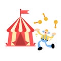 happy clown and circus carnival party cartoon doodle flat design vector illustration Royalty Free Stock Photo