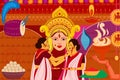 Happy Durga Puja festival background for India holiday Dussehra