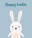 Vector illustration of Happy Easter holiday with a white rabbit below and an inscription on top