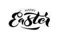 Vector illustration of Happy Easter text for greeting card, invitation, poster. Hand drawn lettering for Pascha holiday.