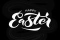 Vector illustration of Happy Easter text for greeting card, invitation, poster. Hand drawn lettering for Pascha holiday.