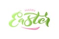 Vector illustration of Happy Easter text for greeting card, invitation, poster. Hand drawn lettering for Pascha holiday.