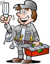 Vector illustration of an happy Electrician Handyman