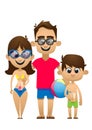 A vector illustration of a happy family going to the beach for Royalty Free Stock Photo