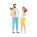 Vector illustration of a happy family, mother father daughter son holding hands and hugging, complete prosperous family vector Royalty Free Stock Photo