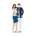 Vector illustration of a happy family, mother father daughter son holding hands and hugging, complete prosperous family vector Royalty Free Stock Photo