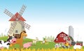 Illustration of happy farm animal cartoon Royalty Free Stock Photo