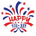 Vector Illustration Of Happy Fourth Of July With Simple Design Elements