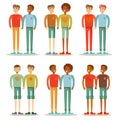Vector illustration happy gay couple family standing together. Royalty Free Stock Photo
