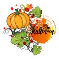 Vector illustration with happy Halloween inscription. lettering