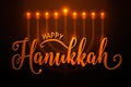 Vector illustration of happy Hanukkah gold greeting card