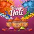 Vector illustration of Happy Holi background for the festival of colors Holi celebration.