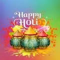 Vector illustration of Happy Holi background for the festival of colors Holi celebration. Royalty Free Stock Photo