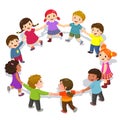 Happy kids holding hands in a circle. Cute boys and girls having fun Royalty Free Stock Photo