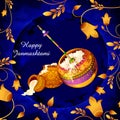 Happy Krishna Janmashtami background with pot of cream Dahi Handi Royalty Free Stock Photo