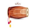 Vector Illustration for Happy Lohri. Indian traditional drum or dholak or dhol