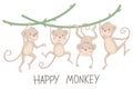 Vector illustration of a happy monkey and chimpanzee