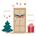 Happy New Year Merry Christmas Tree Holiday Door