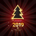 Vector illustration of Happy New Year 2019