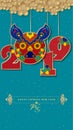 Vector illustration. 2019 Happy New Year design template, Asian